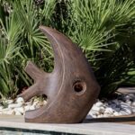 Poisson contemporain brun décoratif en sculpture moderne