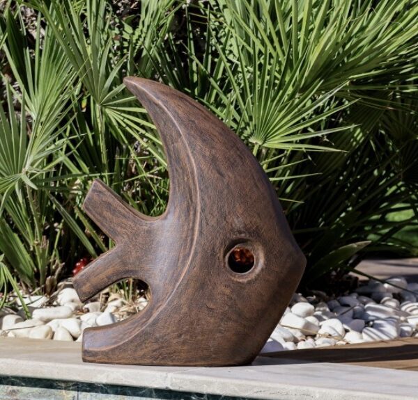 Poisson contemporain brun décoratif en sculpture moderne