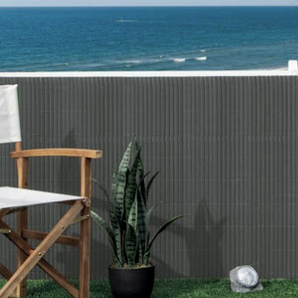 Canisse PVC double face couleur anthracite épaisseur 20 mm pour occultation de clôture et jardin