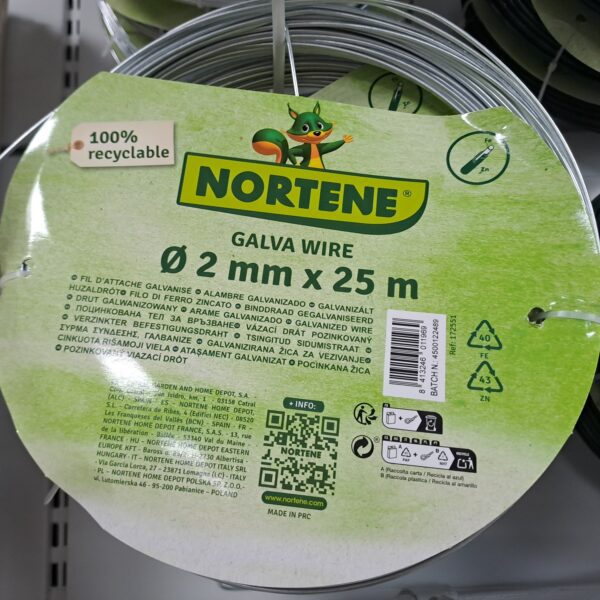 Fil de fer galvanisé 2 mm en acier pour fixation, tuteurage et usage jardin