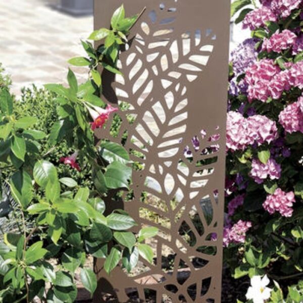 Treillis métal décoratif à planter brun pour jardin et support plantes grimpantes