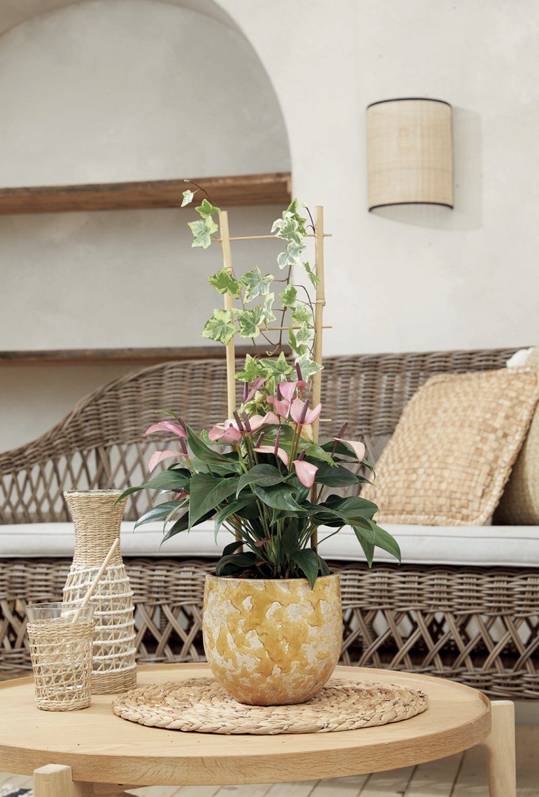 Tuteur bambou échelle – 90 cm de hauteur Tuteur échelle en bambou naturel de 90 cm pour plantes et potager