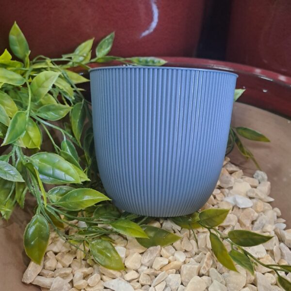 Cache-pot Iris bleu jean 1,4 L pour plantes