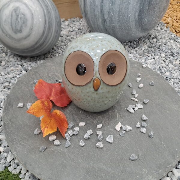 "Hibou en céramique gris, 13,5 × 13,5 × 14,5 cm"