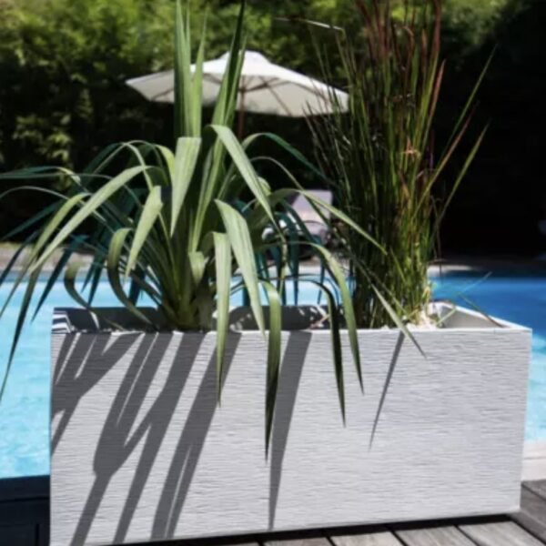 Jardinière Graphit blanc cérusé 98 L pour plantes et fleurs