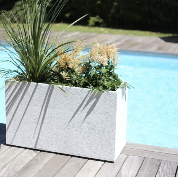 EDA Jardinière Muret Graphit blanc cérusé 116 L – bac à fleurs rectangulaire en plastique 99,5 × 39,5 × 60 cm
