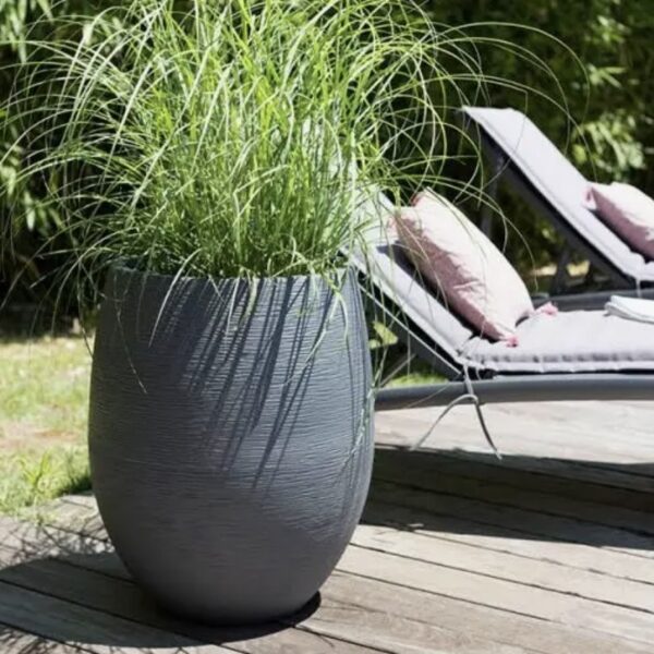 Pot Egg Graphitup gris anthracite 53 L pour plantes