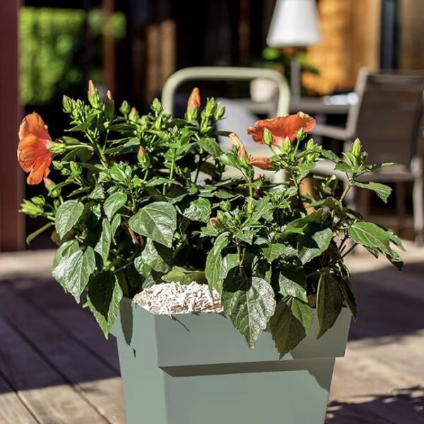 Pot Toscane carré vert laurier 38 L pour plantes