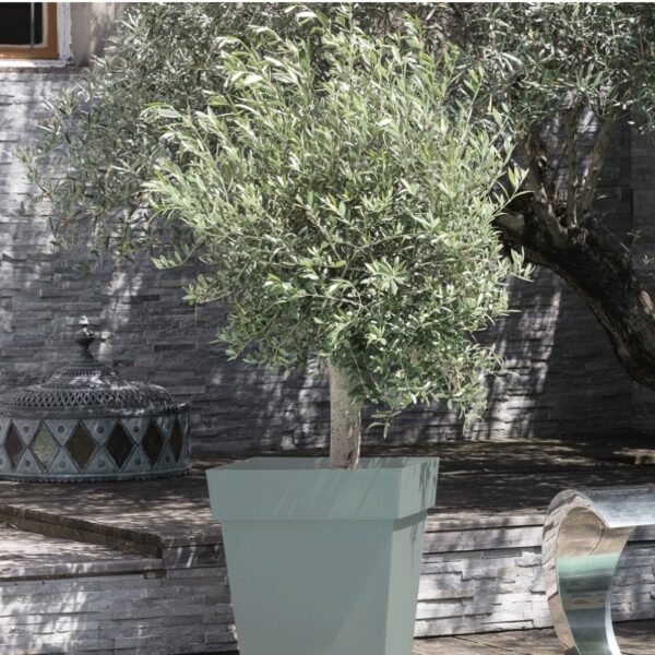 Pot de fleurs carré Toscane vert laurier 87 L en plastique