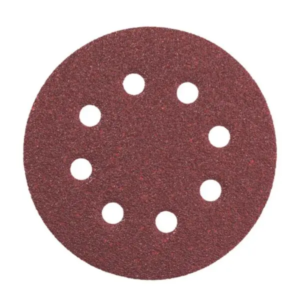 Lot de 5 disques abrasifs grain P80 pour ponceuse, adaptés aux travaux de décapage et de ponçage du bois.
