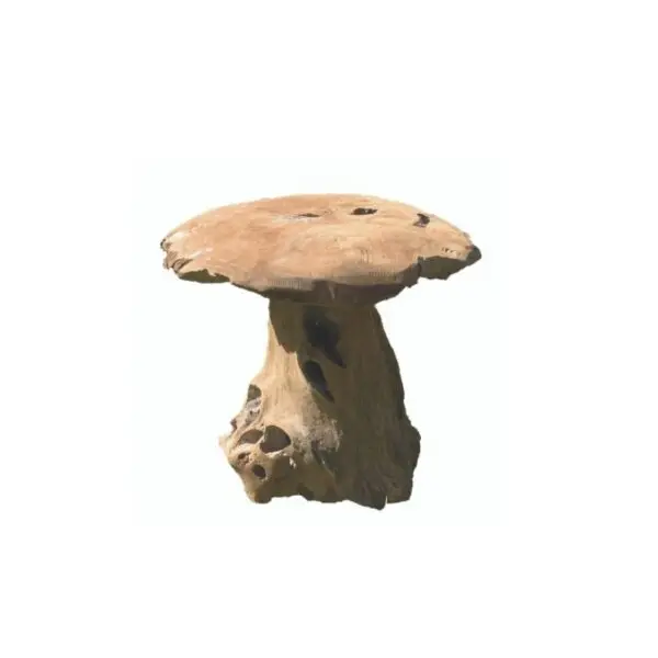 Champignons décoratifs en teck naturel pour embellir le jardin, la terrasse ou les espaces extérieurs.