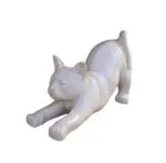Statue de chat en terrazzo blanc de 50 cm pour décoration de jardin et terrasse