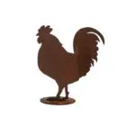 Statue de coq en métal rouillé sur socle 41 x 46 cm pour décoration de jardin