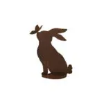 Statue de lapin en métal rouillé avec papillon sur socle 24 x 31 cm