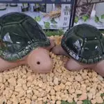 Tortue décorative en céramique verte Milo pour la décoration intérieure ou extérieure abritée.