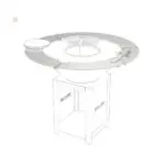 Tour de brasero rond Brazir 840 en acier inoxydable installé autour d'un brasero-plancha pour offrir un espace de pose et renforcer la sécurité.