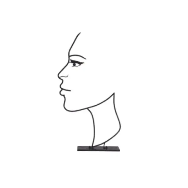 Sculpture visage ombre en métal noir 110 cm pour décoration de jardin contemporaine