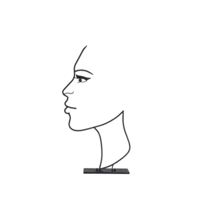 Visage Ombre en métal noir 110 cm – Sculpture décorative extérieure Sculpture visage ombre en métal noir 110 cm pour décoration de jardin contemporaine
