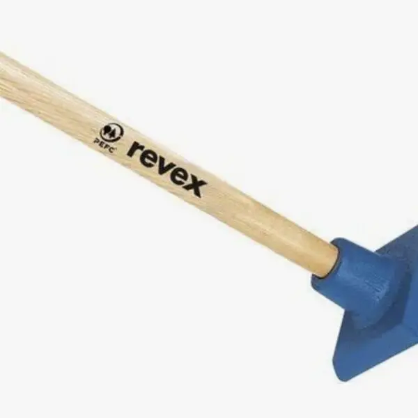 Dame carrée 5 kg EM Revex avec manche en bois et tête en acier pour compacter les sols