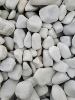 Galet décoratif en marbre blanc pur Premium de calibre 30 à 60 mm, idéal pour les massifs, allées et aménagements paysagers.