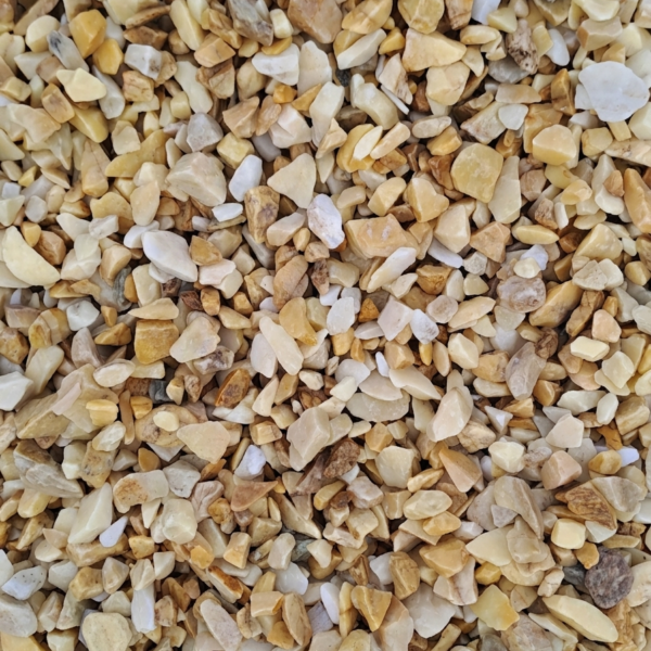 Graviers Marbre Jaune Pur 8/16 mm en pierre naturelle pour allées, massifs et décoration extérieure