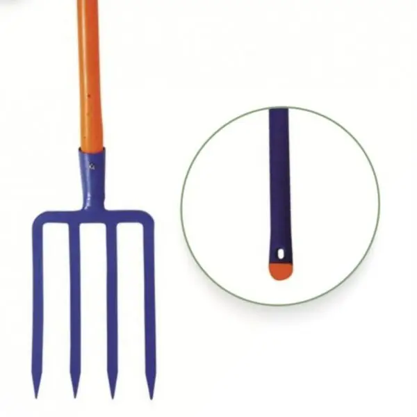 Fourche à bêcher Inovex Revex 4 dents avec manche tri-matière pour retourner, ameublir et aérer les sols du potager et du jardin.