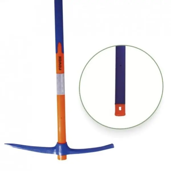 Pioche terrassier Inovex Revex 2,5 kg avec manche tri-matière de 90 cm pour creuser, décompacter les sols durs et dépierrer.