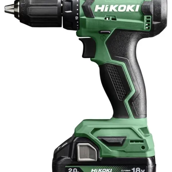 Perceuse-visseuse sans fil HiKOKI 18 V Brushless avec mandrin autoserrant pour le perçage et le vissage dans le bois, le métal et le plastique.