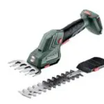 Sculpte-haie et cisaille à gazon sans fil Metabo 18 V pour la taille de précision des haies, arbustes et bordures de pelouse.