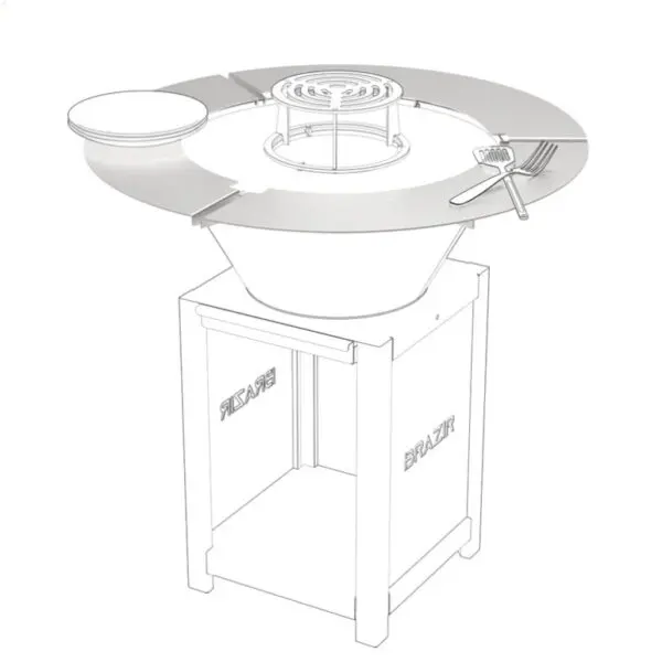 Tour de brasero rond pour Brazir 640 offrant une surface de travail autour du foyer