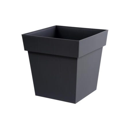Pot Toscane carré gris anthracite 38 litres, bac design pour plantes, arbustes et compositions décoratives, usage intérieur et extérieur.