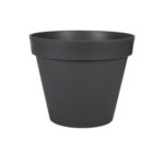 Pot Toscane gris anthracite 43 litres, grand pot rond pour arbustes et plantes décoratives, intérieur et extérieur.