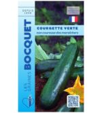 Courgettes vertes de la variété non coureuse des maraîchers, allongées et bien fermes, posées sur le sol du potager.