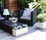Jardinière GraphitUp blanc ceruse 57 L en plastique pour plantes et fleurs