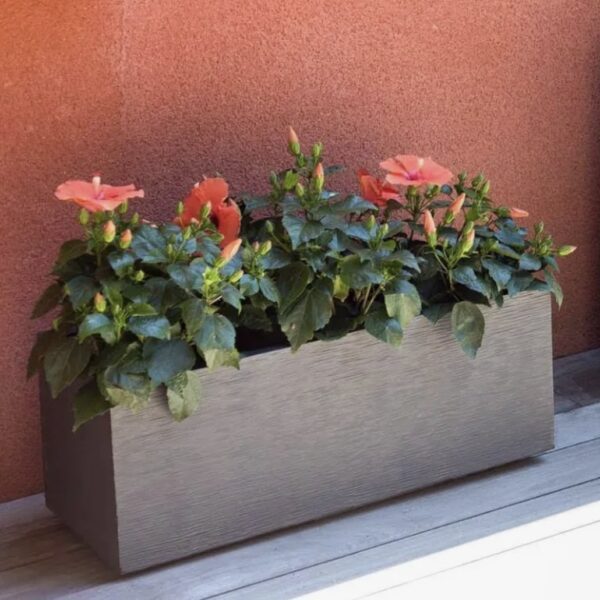 Jardinière gris anthracite 57 L en plastique pour plantes et fleurs