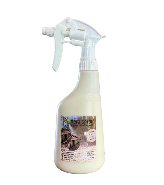 Minéral Spray – 650 ml Spray Minéral 650 ml, traitement minéral hydrofuge prêt à l’emploi pour surfaces poreuses.