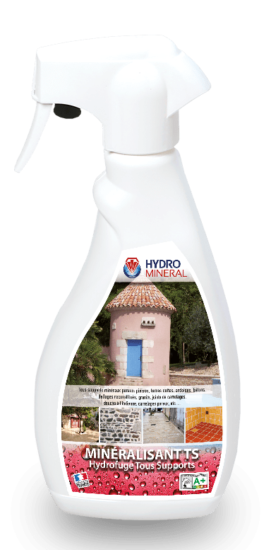 Minéralisant Tous Supports Spray – 500 ml Spray Minéralisant Tous Supports 500 ml, traitement hydrofuge minéral prêt à l’emploi pour surfaces poreuses.