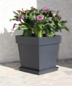 Pot Toscane carré anthracite 38 L pour plantes