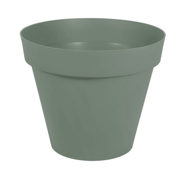 Pot de fleurs XXL Toscane vert laurier 356 L en plastique, grand modèle rond pour jardin ou terrasse