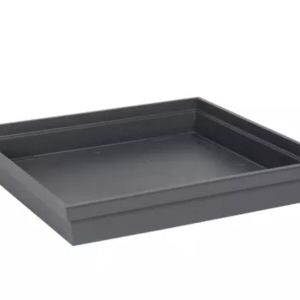 Soucoupe carrée Toscane anthracite 40 cm en plastique pour pot de fleurs
