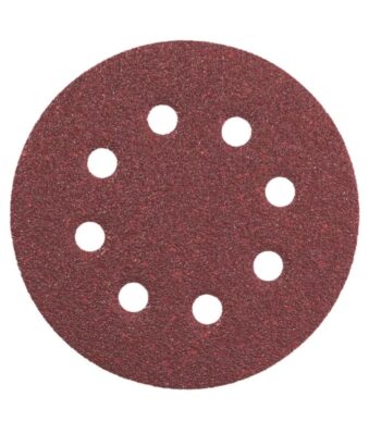 Lot de 5 disques abrasifs grain P80 pour ponceuse, adaptés aux travaux de décapage et de ponçage du bois.