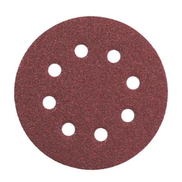 Lot de 5 disques abrasifs grain P80 pour ponceuse, adaptés aux travaux de décapage et de ponçage du bois.