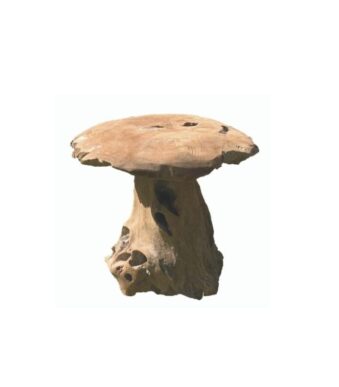 Champignons décoratifs en teck naturel pour embellir le jardin, la terrasse ou les espaces extérieurs.