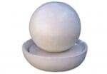 Sphère jeu d’eau en terrazzo blanc diamètre 40 cm avec plateau pour fontaine de jardin