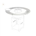 Tour de brasero rond Brazir 840 en acier inoxydable installé autour d'un brasero-plancha pour offrir un espace de pose et renforcer la sécurité.