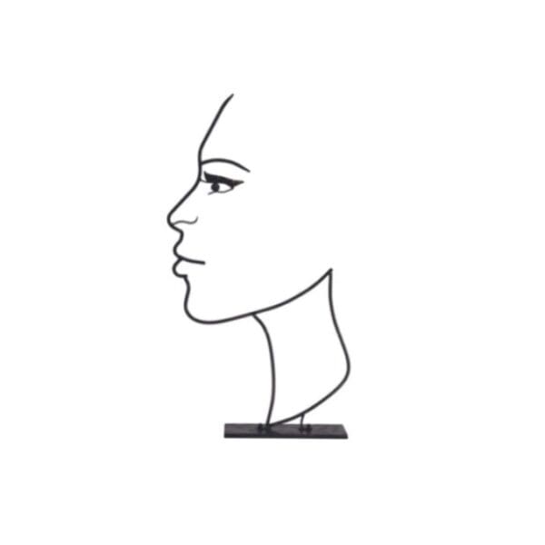Sculpture visage ombre en métal noir 110 cm pour décoration de jardin contemporaine
