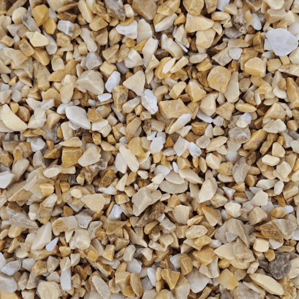 Graviers Marbre Jaune Pur 8/16 mm en pierre naturelle pour allées, massifs et décoration extérieure