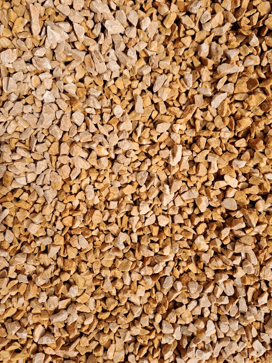 Graviers Marbre Jaune Rosé 6/8 mm Graviers Marbre Jaune Rosé 6/8 mm en pierre naturelle pour allées, massifs et aménagements extérieurs