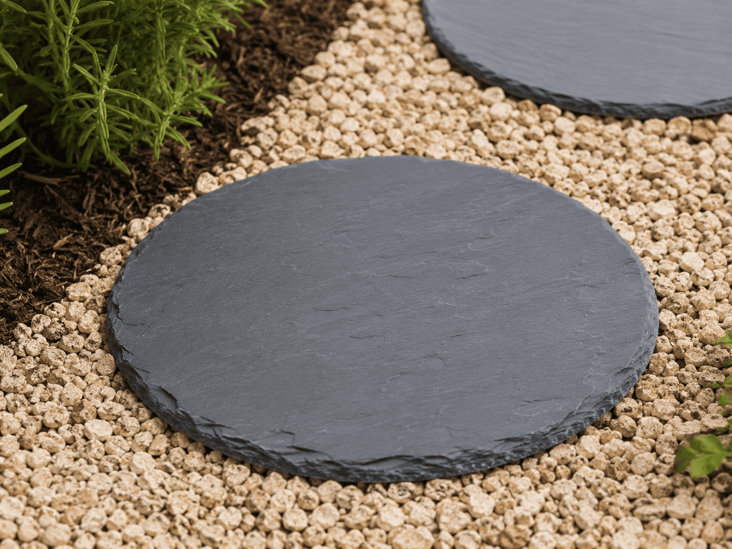 Pas japonais rond en ardoise diamètre 50 cm Pas japonais rond en ardoise naturelle de 50 cm de diamètre pour allée et aménagement de jardin