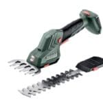 Sculpte-haie et cisaille à gazon sans fil Metabo 18 V pour la taille de précision des haies, arbustes et bordures de pelouse.